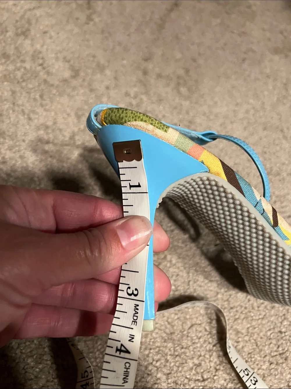 Baby blue Strappy Sandals with Colorful Printed Footbed